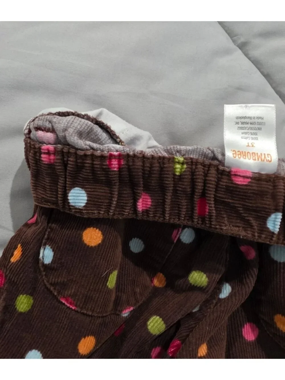 Vintage Gymboree 3T Brown Polka Dot Corduroy Pants Girls Retro Flare 100% Cotton